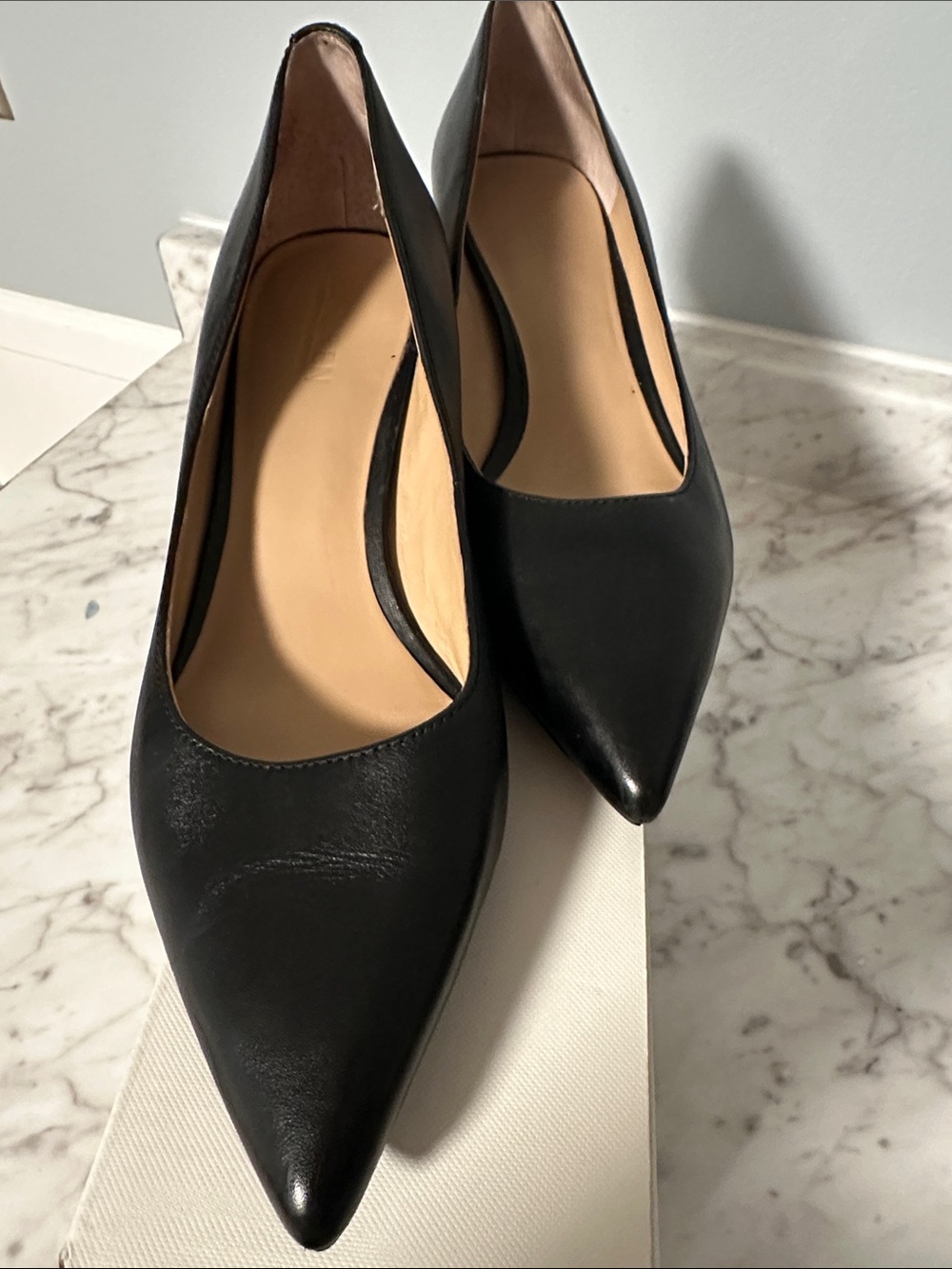 Ralph Lauren Black Pointed-Toe Leather Pumps
